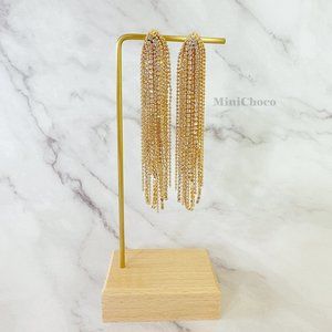 Crystal Ponytail with Beads Long Tassel Chain Earrings